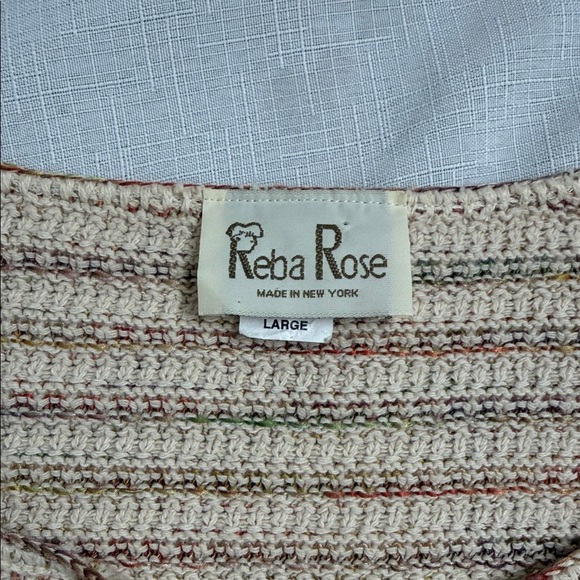 Vintage Reba Rose Knit Multicolored Cardigan Sweater 100 Percent Cotton - Picture 2 of 7